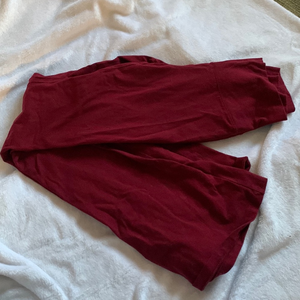 red yoga pants